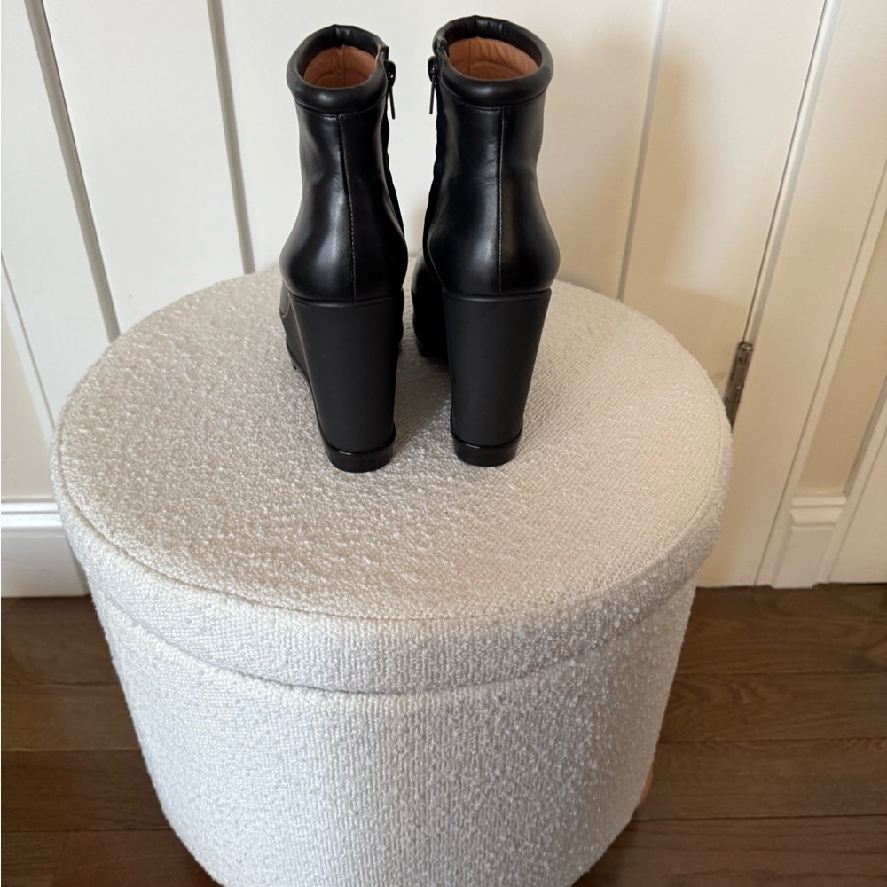 Robert Clergerie Black Leather Wedge Boots - Picture 2 of 4
